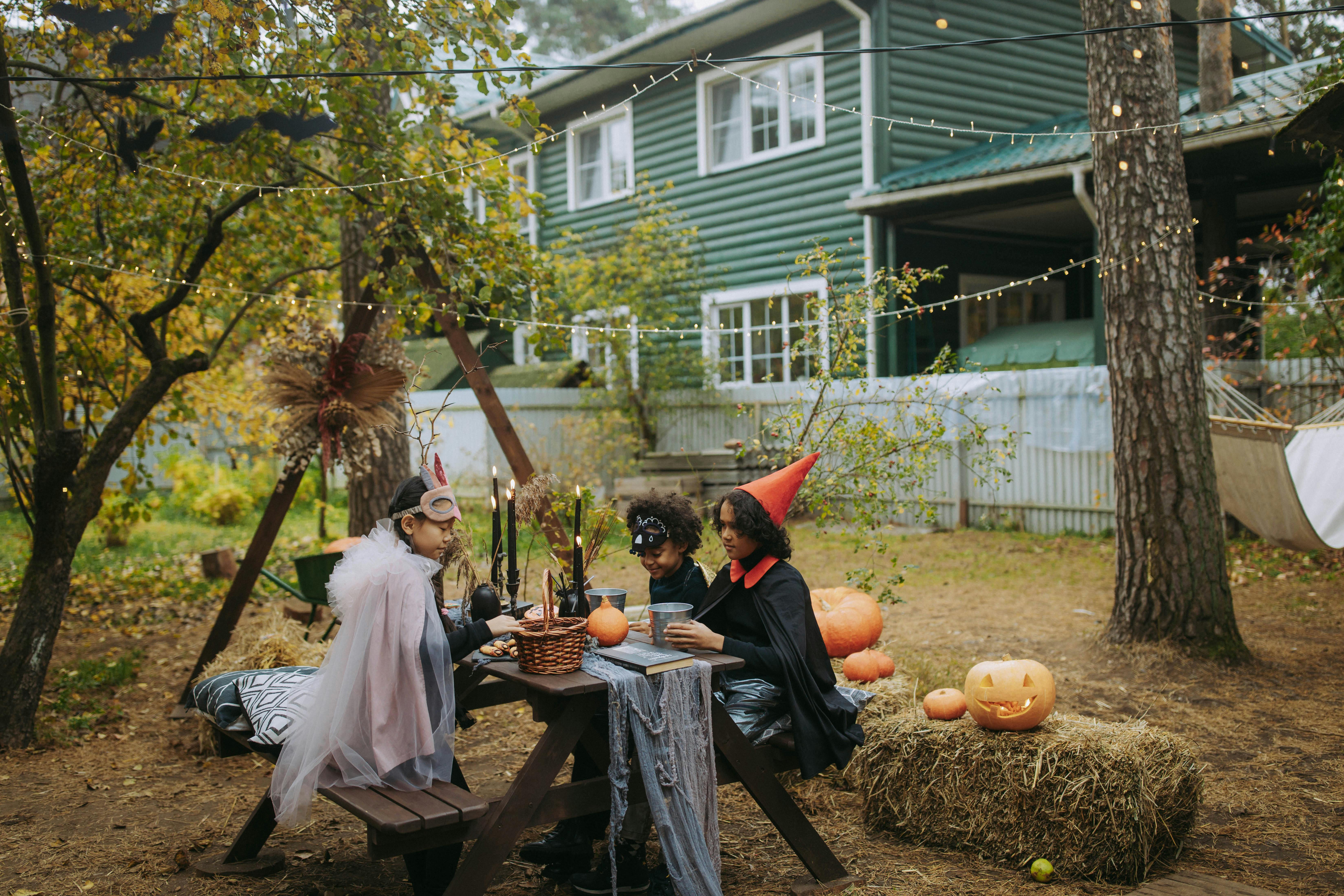 Children in halloween costumes
