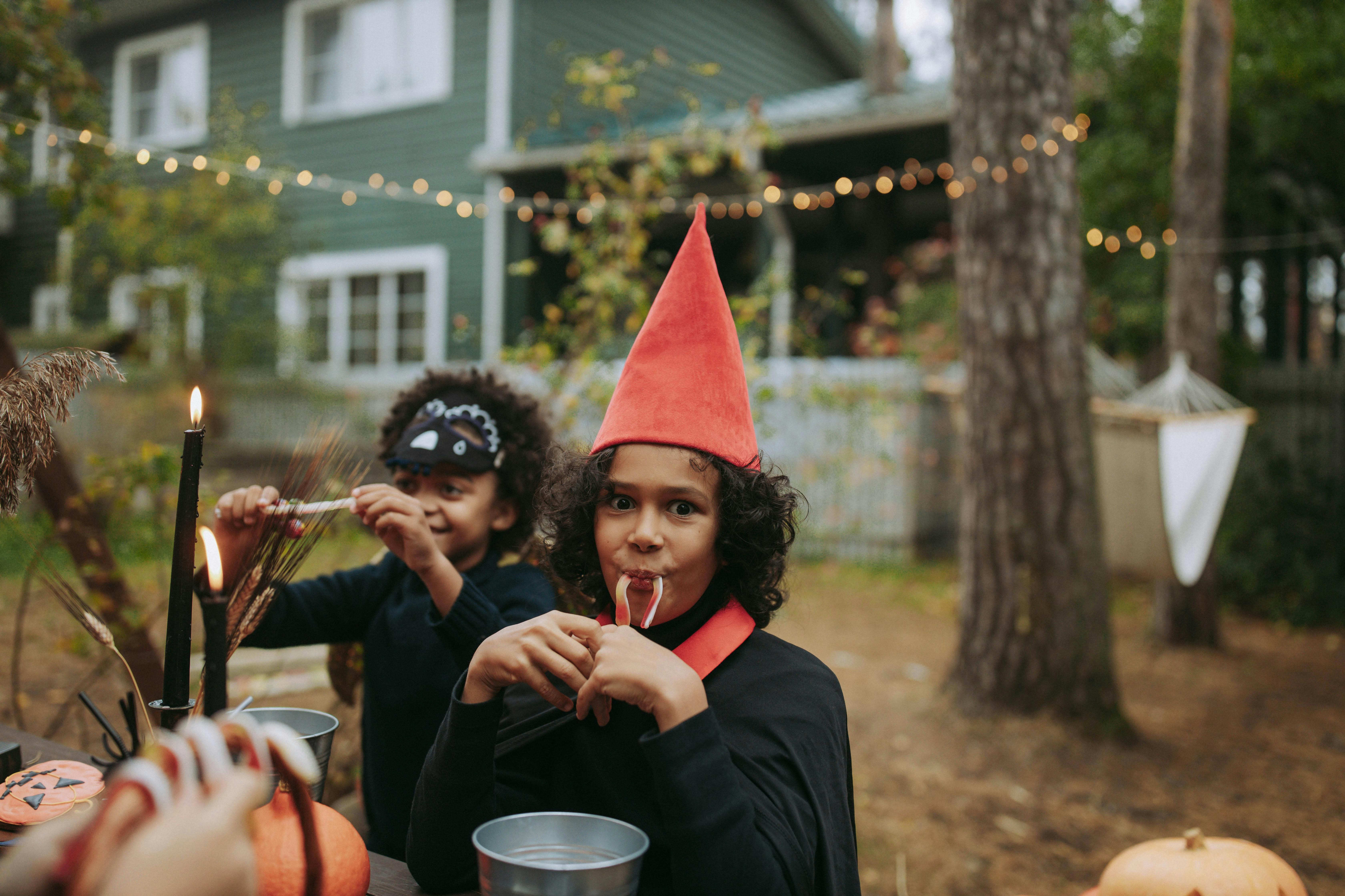 Children in halloween costumes