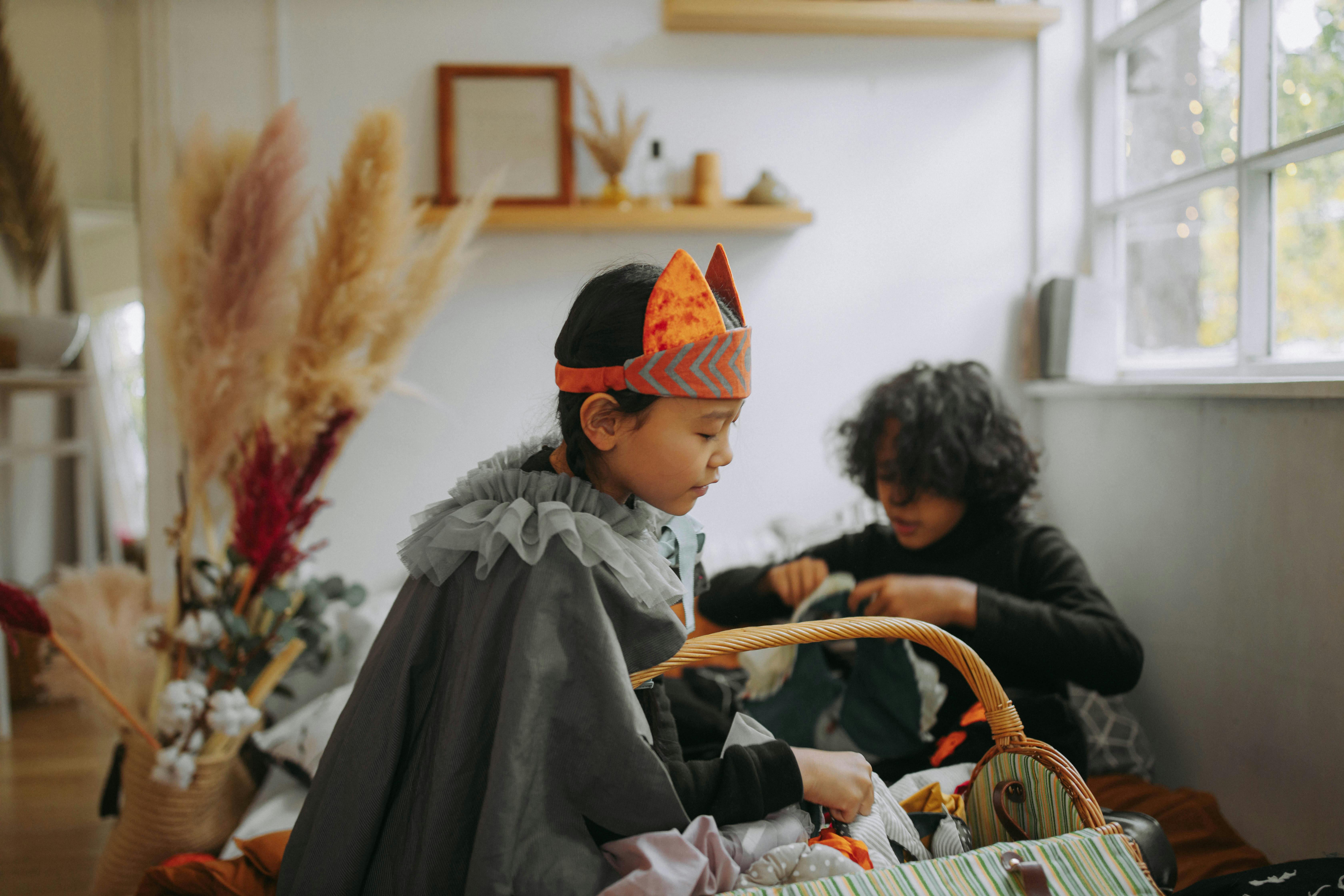 Children in halloween costumes
